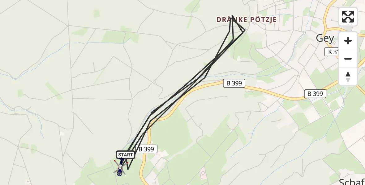 Flugroute Polizeihubschrauber Hürtgenwald - Hürtgenwald, 14 August 2026, 06:26