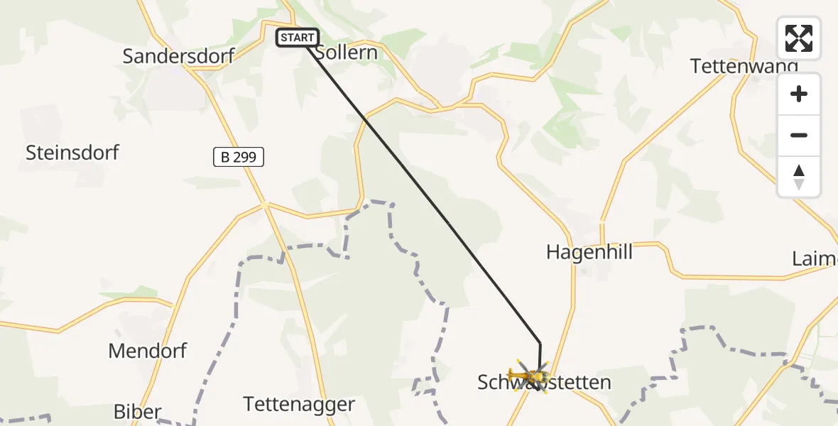Flugroute Rettungshubschrauber Altmannstein - Altmannstein, 14 August 2026, 06:51