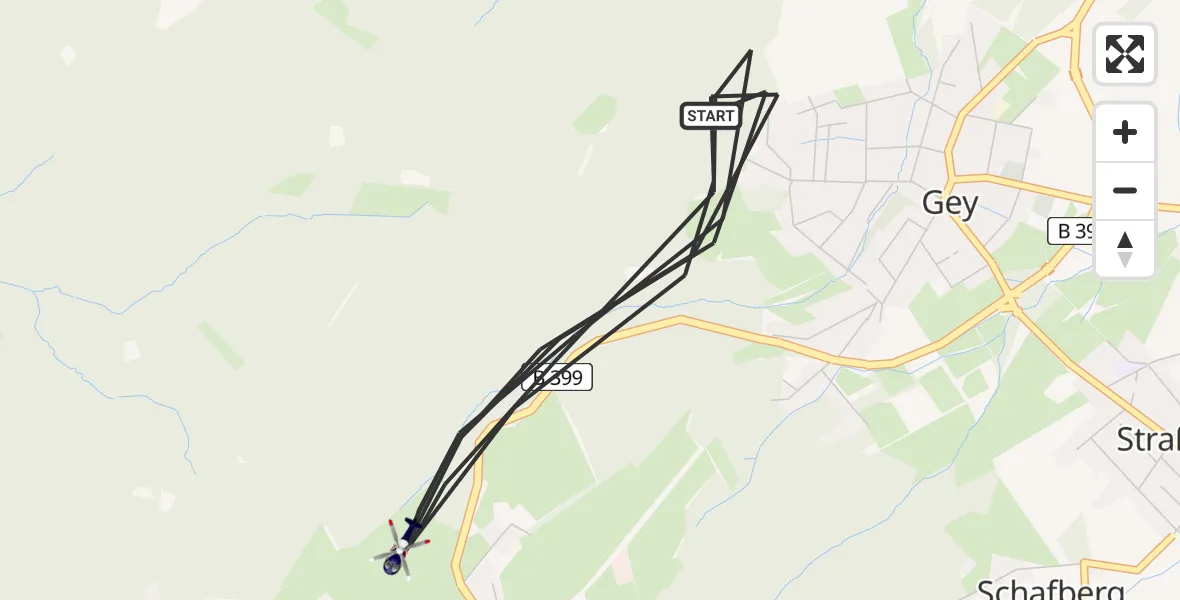 Flugroute Polizeihubschrauber Hürtgenwald - Hürtgenwald, 14 August 2026, 06:52
