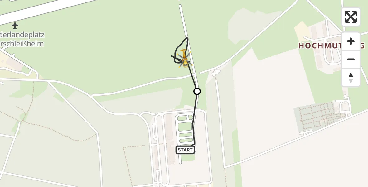 Flugroute Rettungshubschrauber Oberschleißheim - Oberschleissheim Hubschrauberlandeplatz, 14 August 2026, 07:16