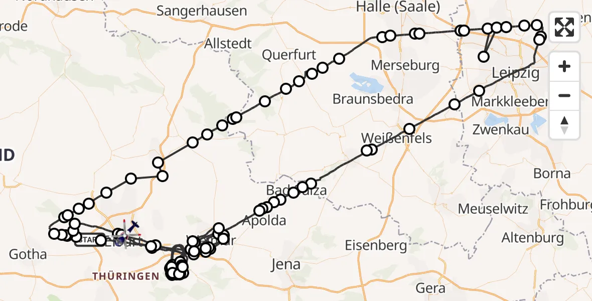 Flugroute Polizeihubschrauber Erfurt - Erfurt, 14 August 2026, 07:38