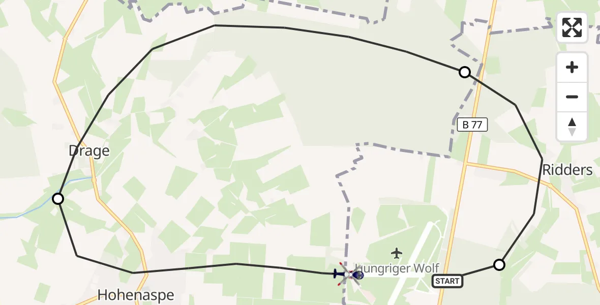 Flugroute Polizeihubschrauber Itzehoe Hungriger Wolf Flugplatz - Hohenlockstedt, 14 August 2026, 07:59