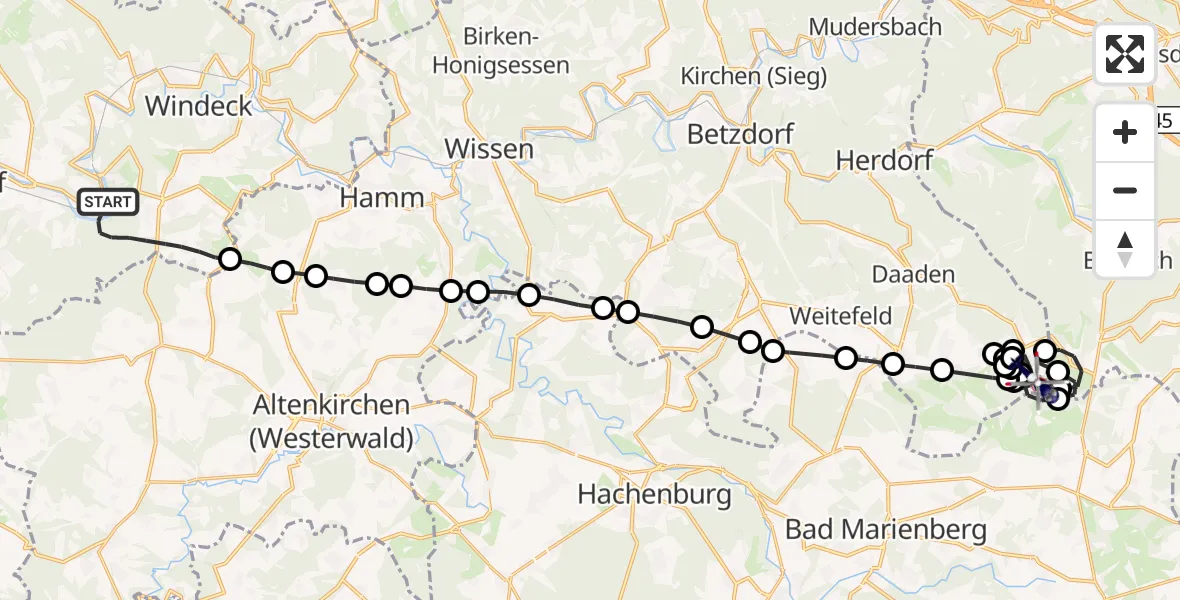 Flugroute Polizeihubschrauber Windeck - Emmerzhausen, 14 August 2026, 08:53