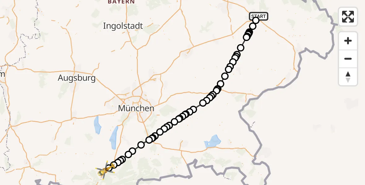 Flugroute Rettungshubschrauber Deggendorf - Ohlstadt, 14 August 2026, 09:18