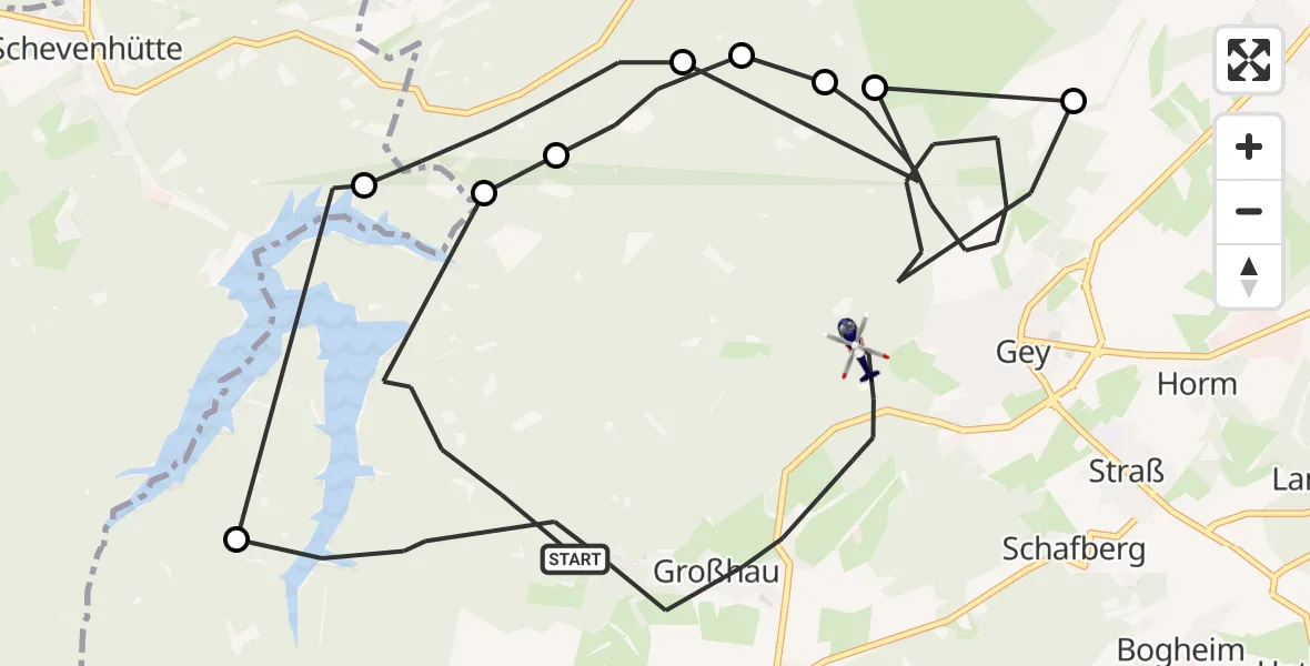 Flugroute Polizeihubschrauber Hürtgenwald - Hürtgenwald, 14 August 2026, 09:26