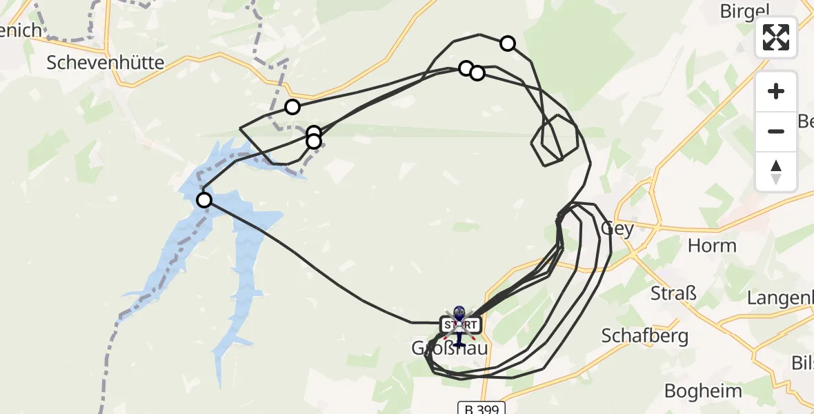 Flugroute Polizeihubschrauber Hürtgenwald - Hürtgenwald, 14 August 2026, 09:26