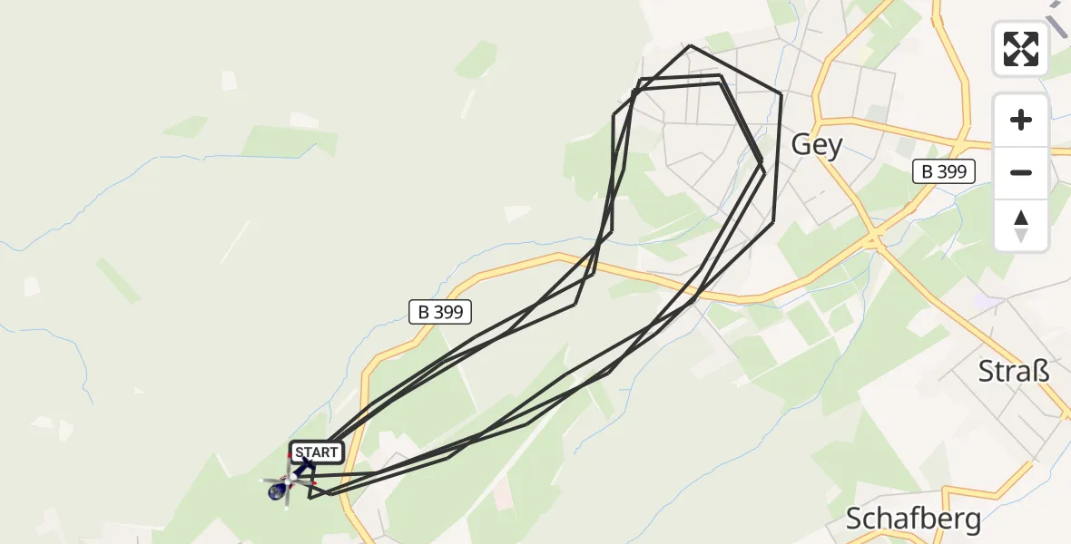 Flugroute Polizeihubschrauber Hürtgenwald - Hürtgenwald, 14 August 2026, 09:29