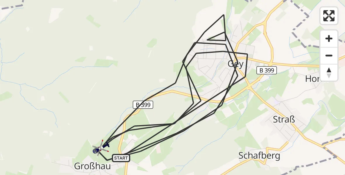 Flugroute Polizeihubschrauber Hürtgenwald - Hürtgenwald, 14 August 2026, 09:35