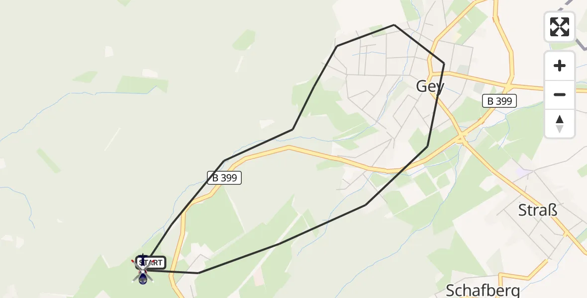 Flugroute Polizeihubschrauber Hürtgenwald - Hürtgenwald, 14 August 2026, 09:41