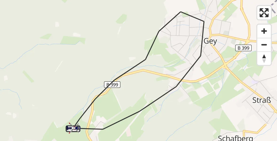 Flugroute Polizeihubschrauber Hürtgenwald - Hürtgenwald, 14 August 2026, 09:45