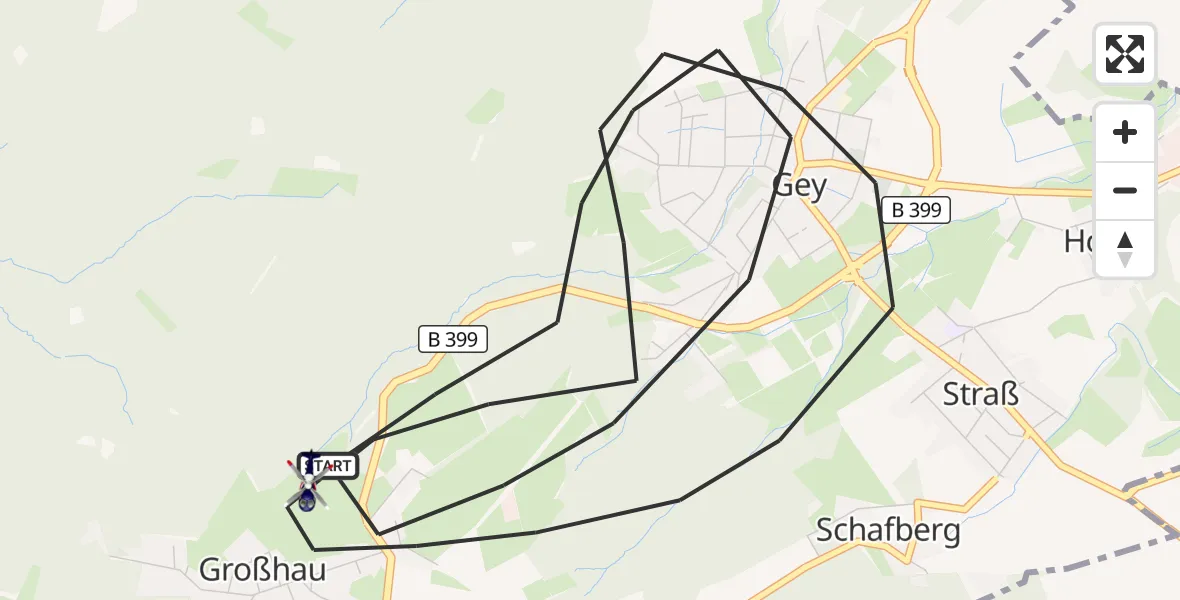 Flugroute Polizeihubschrauber Hürtgenwald - Hürtgenwald, 14 August 2026, 09:46
