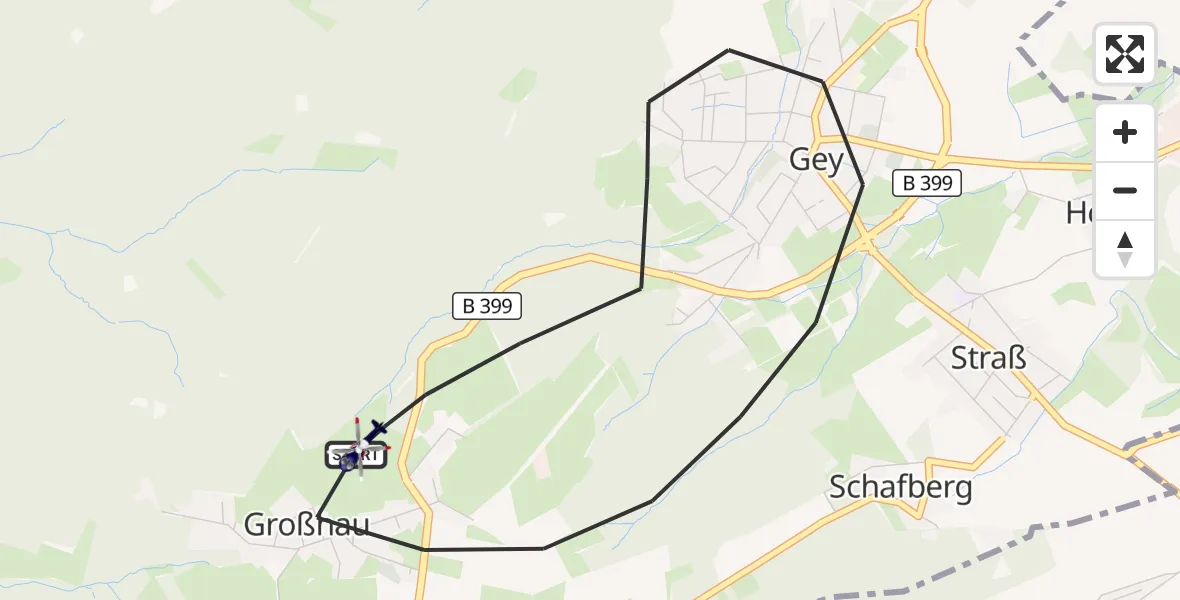 Flugroute Polizeihubschrauber Hürtgenwald - Hürtgenwald, 14 August 2026, 09:49