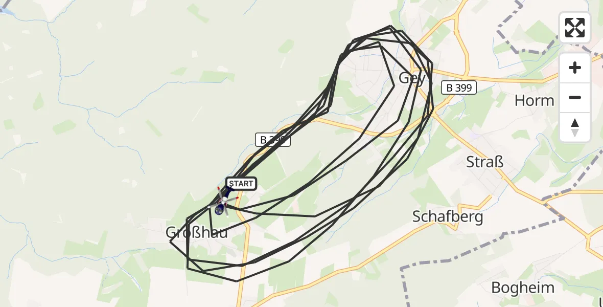 Flugroute Polizeihubschrauber Hürtgenwald - Hürtgenwald, 14 August 2026, 09:53