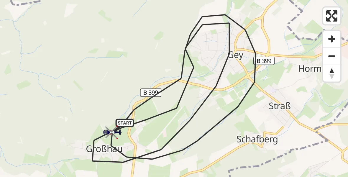 Flugroute Polizeihubschrauber Hürtgenwald - Hürtgenwald, 14 August 2026, 09:54