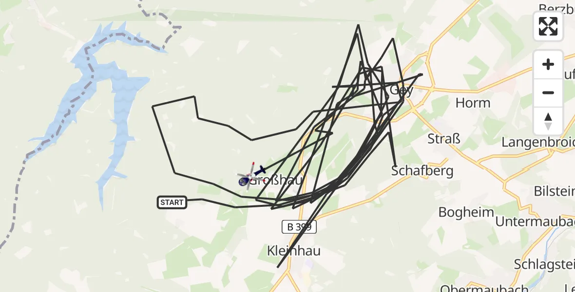 Flugroute Polizeihubschrauber Hürtgenwald - Hürtgenwald, 14 August 2026, 10:01