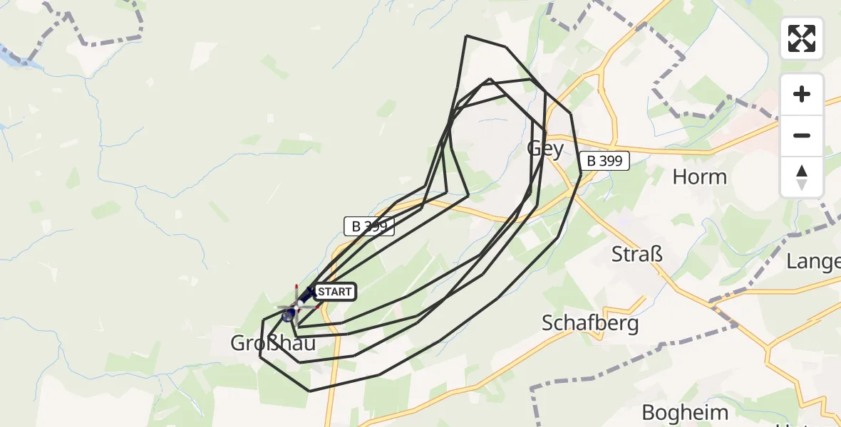 Flugroute Polizeihubschrauber Hürtgenwald - Hürtgenwald, 14 August 2026, 10:03