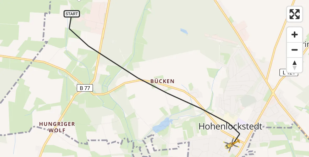 Flugroute Rettungshubschrauber Hohenlockstedt - Hohenlockstedt, 14 August 2026, 10:19