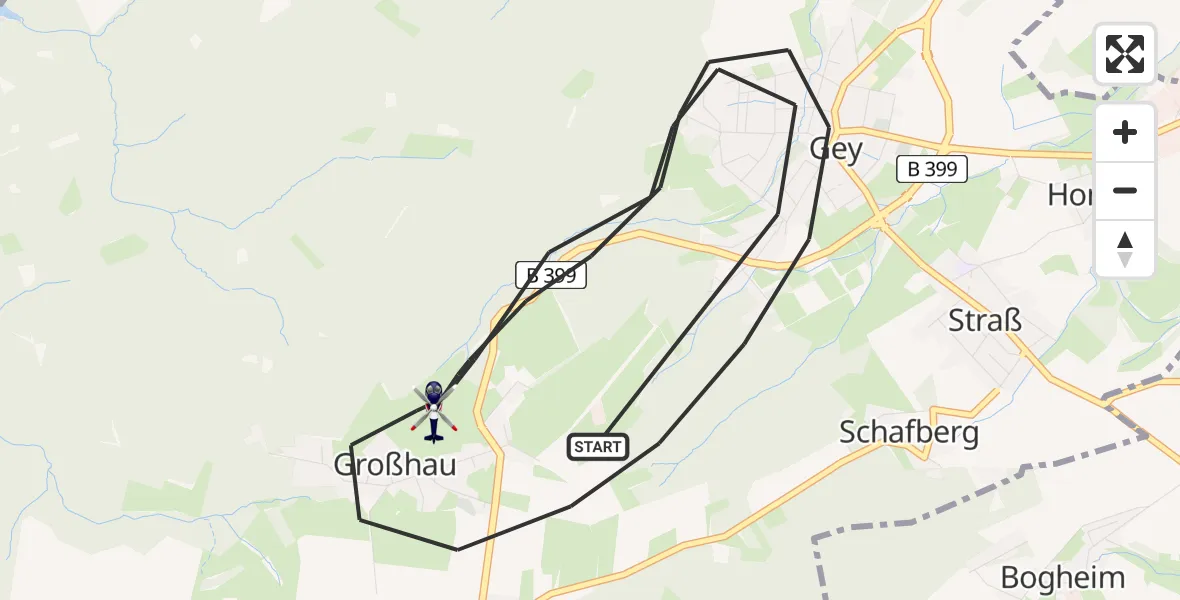 Flugroute Polizeihubschrauber Hürtgenwald - Hürtgenwald, 14 August 2026, 10:23