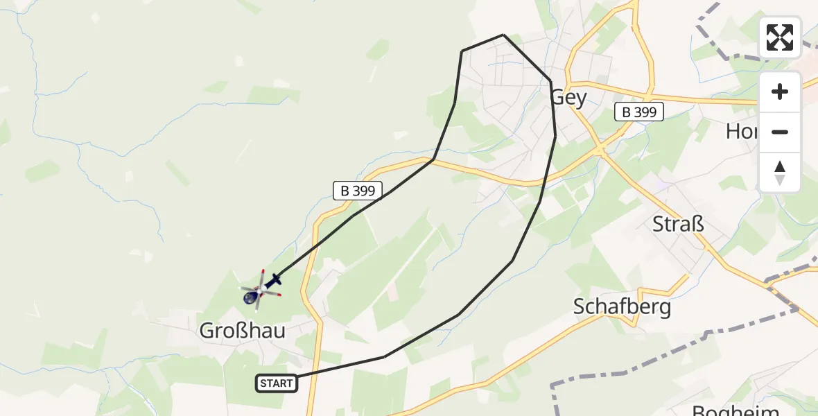 Flugroute Polizeihubschrauber Hürtgenwald - Hürtgenwald, 14 August 2026, 10:29