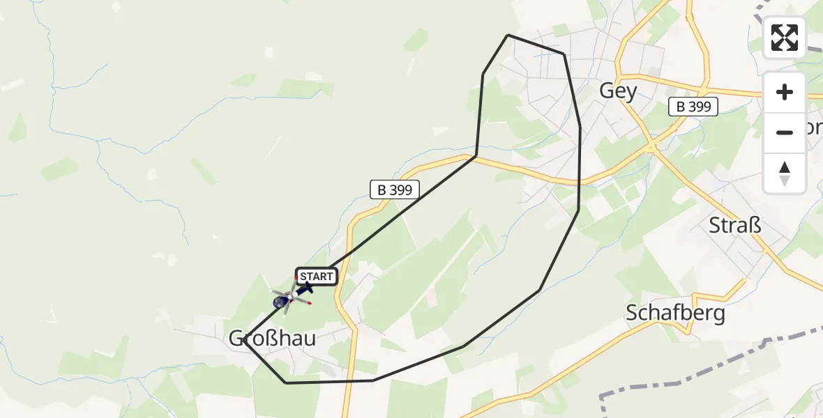 Flugroute Polizeihubschrauber Hürtgenwald - Hürtgenwald, 14 August 2026, 10:33