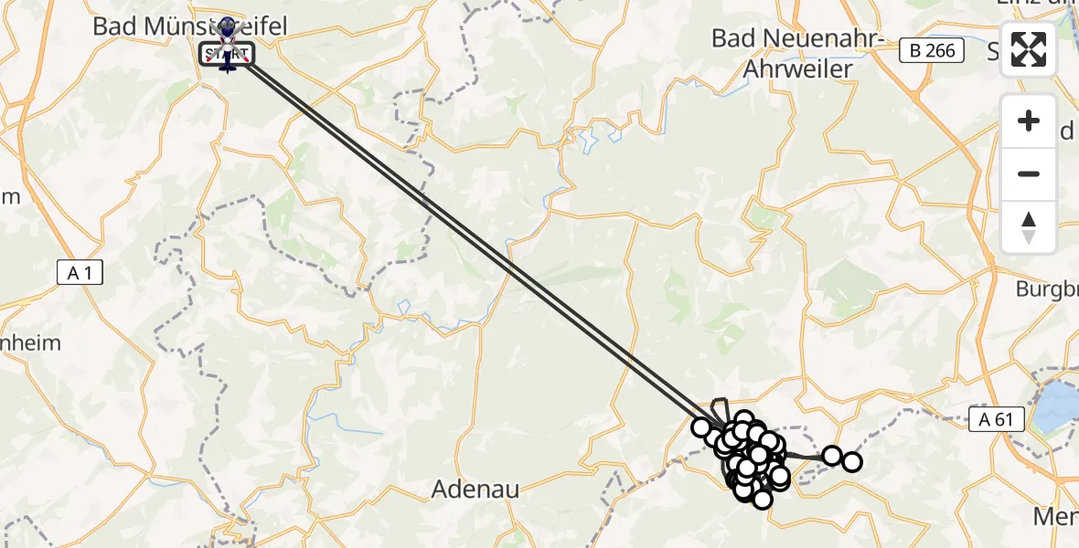 Flugroute Polizeihubschrauber Bad Münstereifel - Bad Münstereifel, 14 August 2026, 10:35