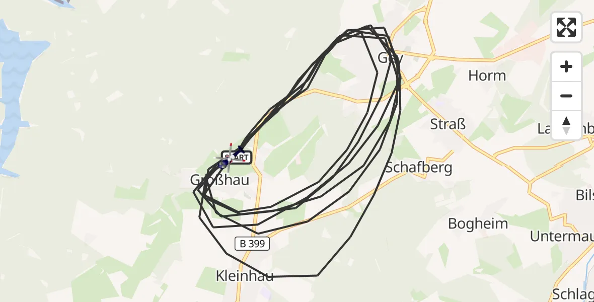 Flugroute Polizeihubschrauber Hürtgenwald - Hürtgenwald, 14 August 2026, 10:36