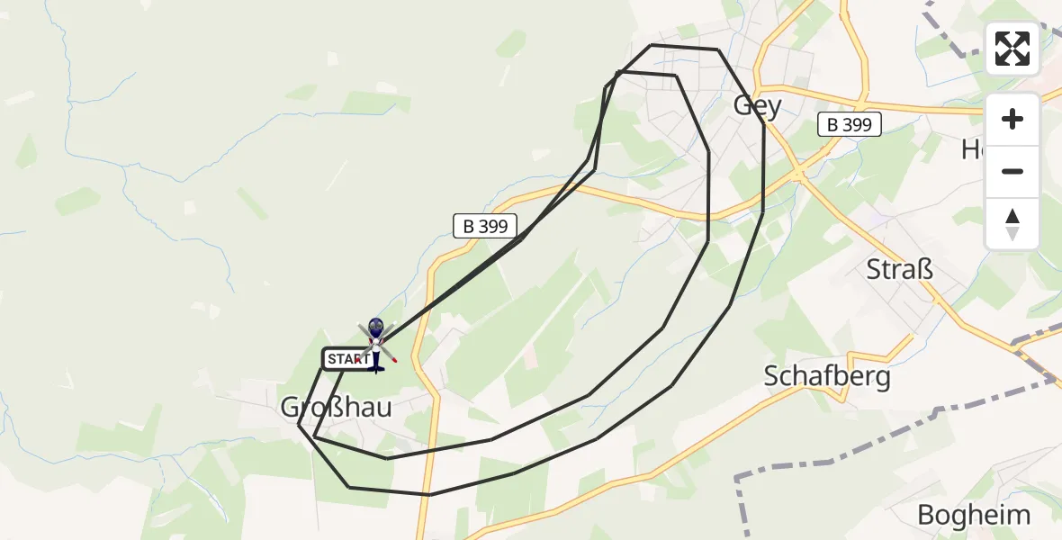 Flugroute Polizeihubschrauber Hürtgenwald - Hürtgenwald, 14 August 2026, 10:43