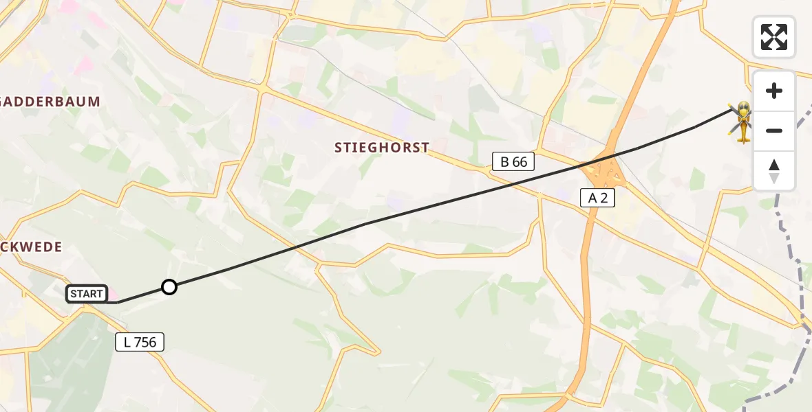 Flugroute Rettungshubschrauber Luftrettungszentrum Bielefeld - Bielefeld, 14 August 2026, 10:43