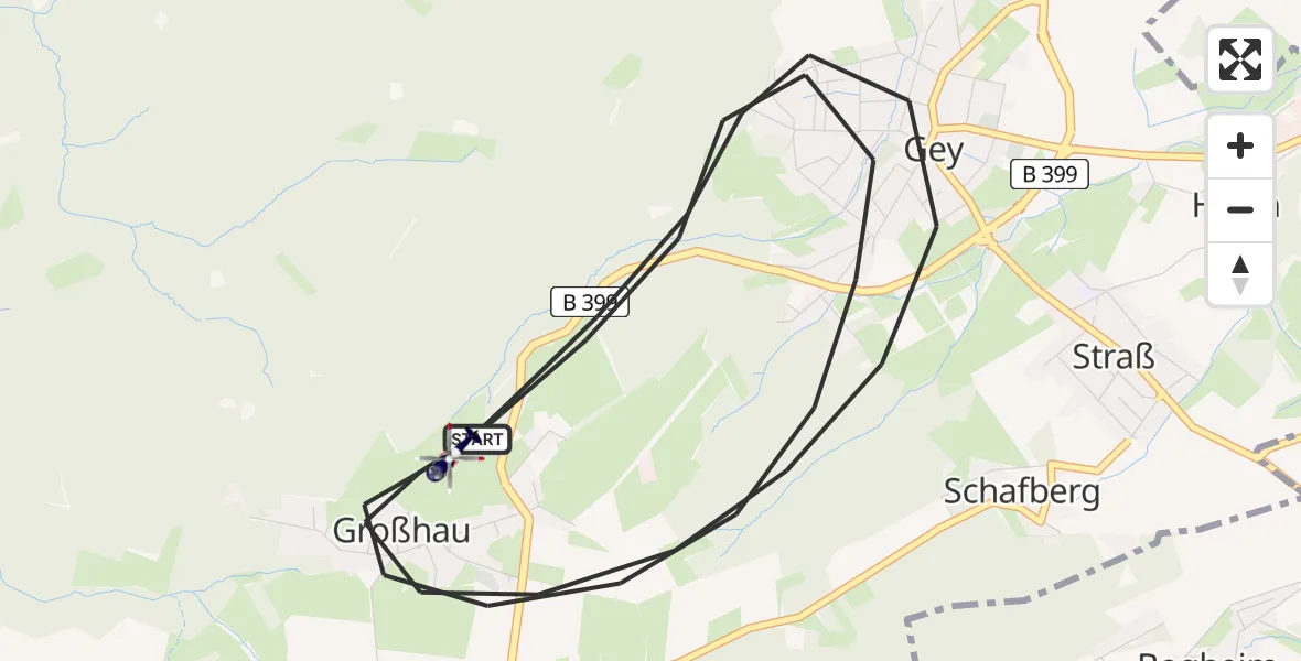 Flugroute Polizeihubschrauber Hürtgenwald - Hürtgenwald, 14 August 2026, 10:51