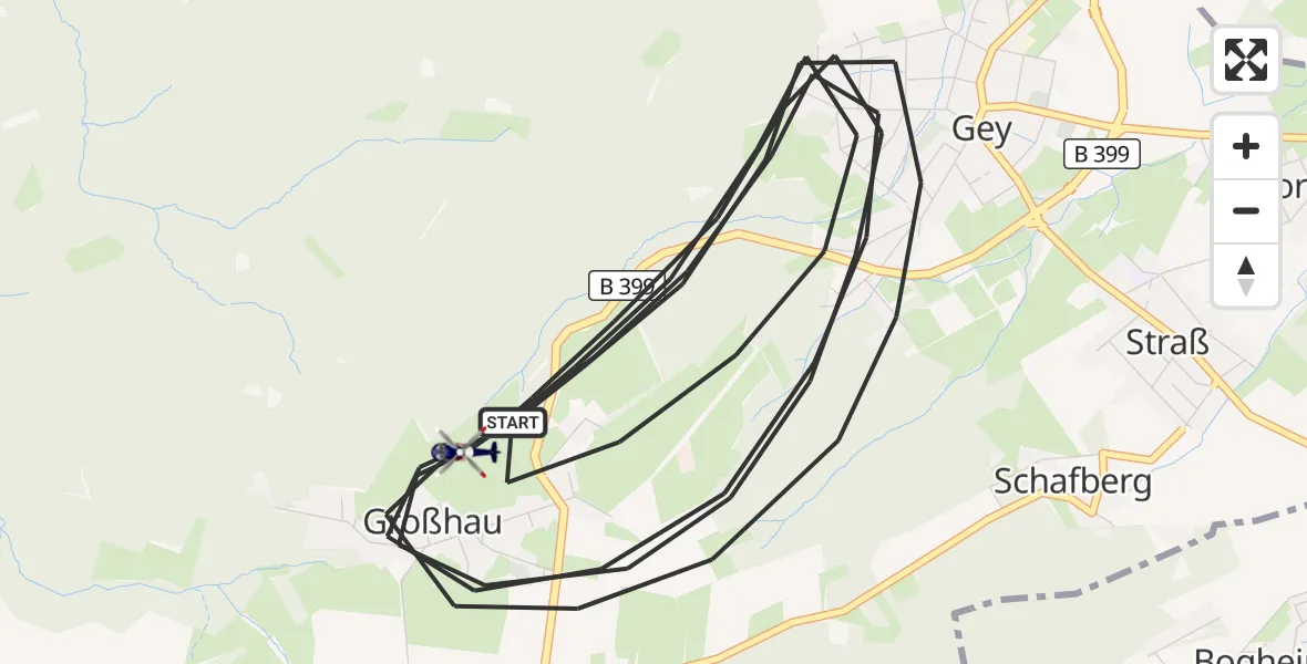Flugroute Polizeihubschrauber Hürtgenwald - Hürtgenwald, 14 August 2026, 11:01