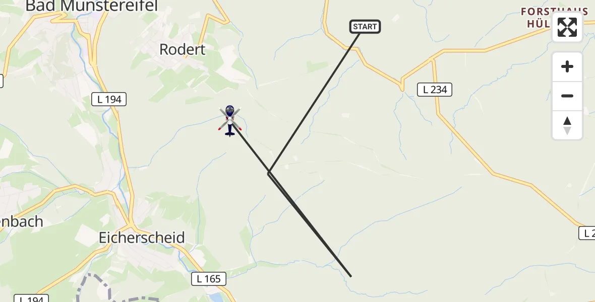 Flugroute Polizeihubschrauber Bad Münstereifel - Bad Münstereifel, 14 August 2026, 11:21