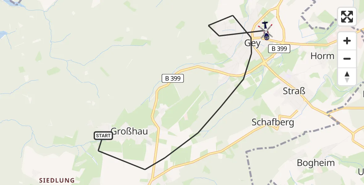 Flugroute Polizeihubschrauber Hürtgenwald - Hürtgenwald, 14 August 2026, 11:24