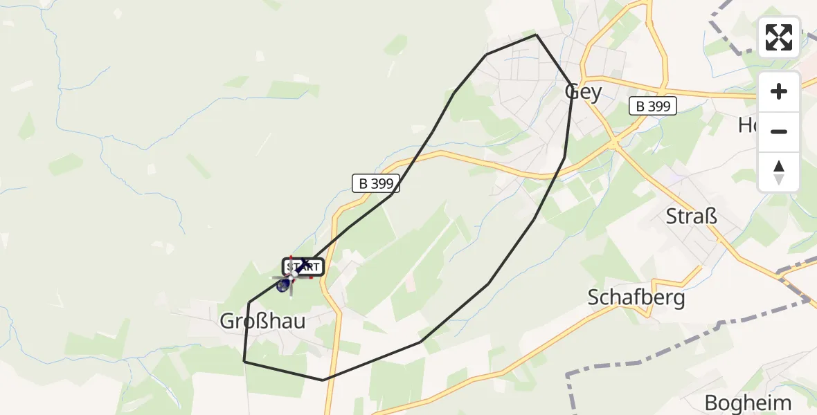 Flugroute Polizeihubschrauber Hürtgenwald - Hürtgenwald, 14 August 2026, 11:23
