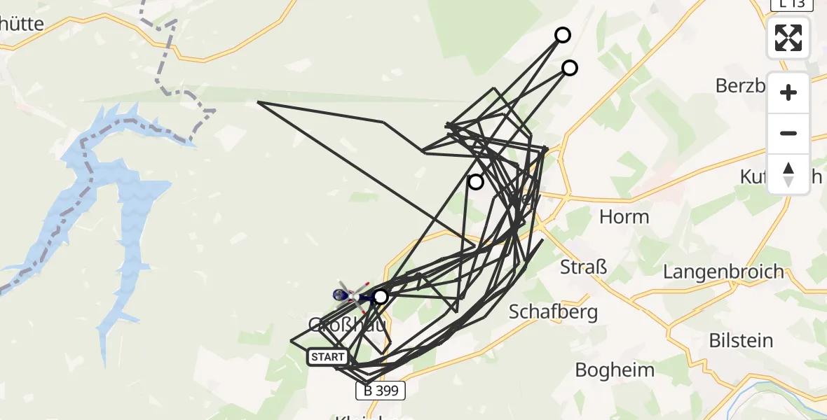 Flugroute Polizeihubschrauber Hürtgenwald - Hürtgenwald, 14 August 2026, 11:29