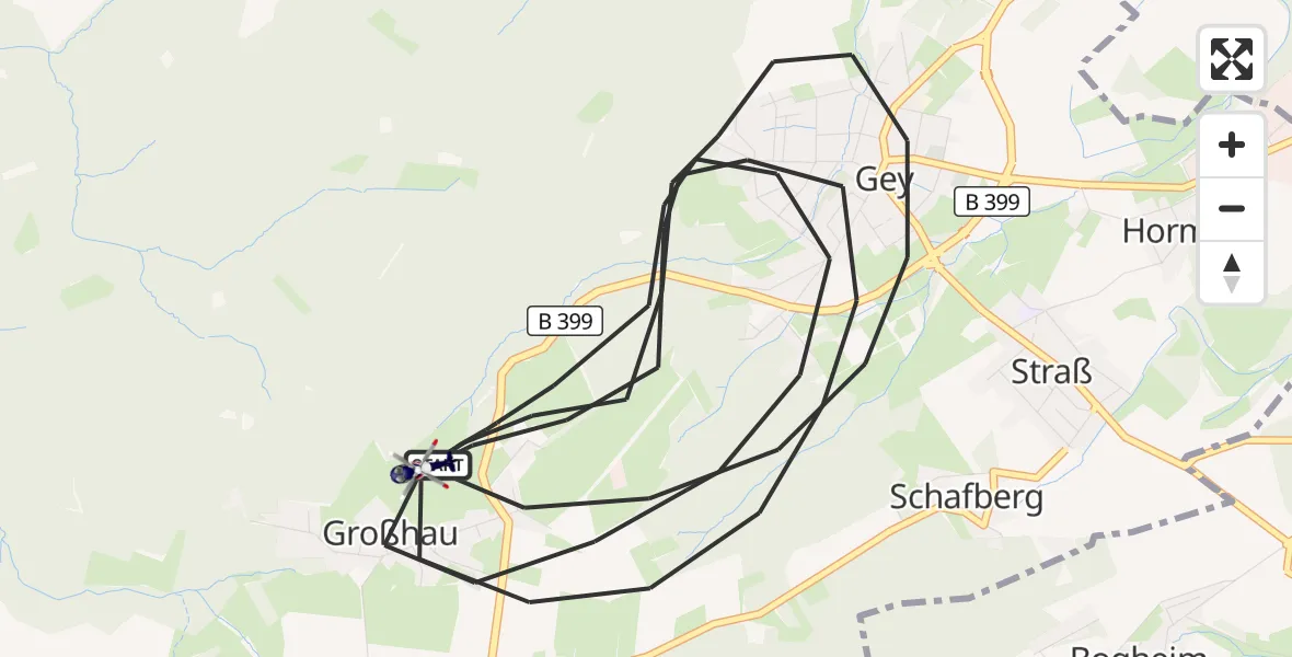 Flugroute Polizeihubschrauber Hürtgenwald - Hürtgenwald, 14 August 2026, 11:29