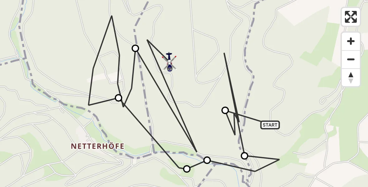 Flugroute Polizeihubschrauber Hausten - Weibern, 14 August 2026, 11:34