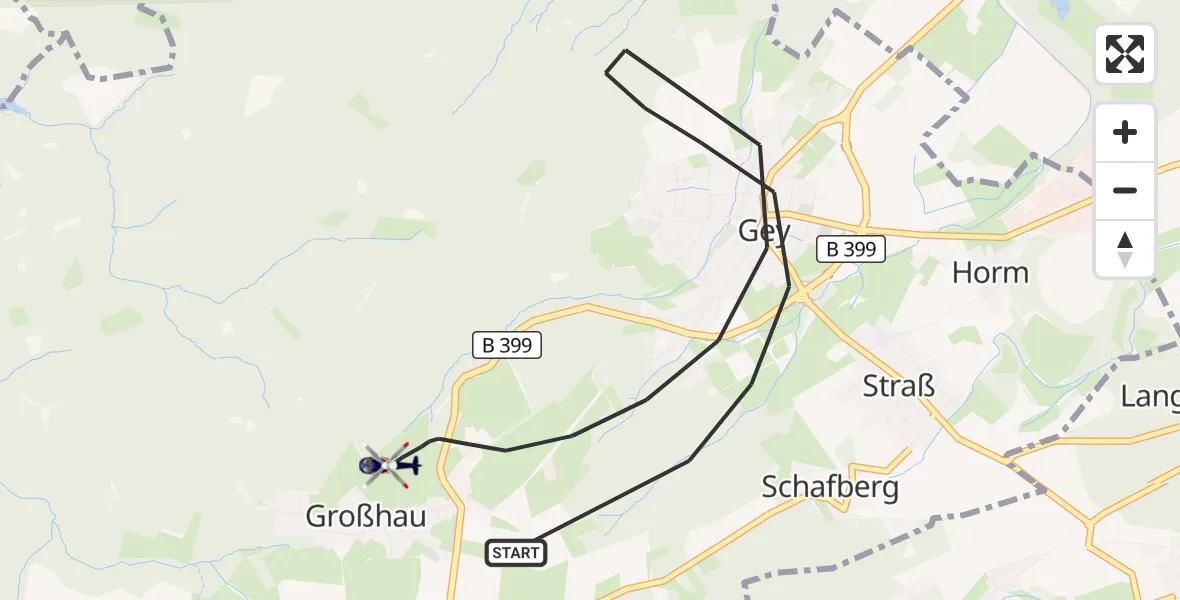 Flugroute Polizeihubschrauber Hürtgenwald - Hürtgenwald, 14 August 2026, 11:44
