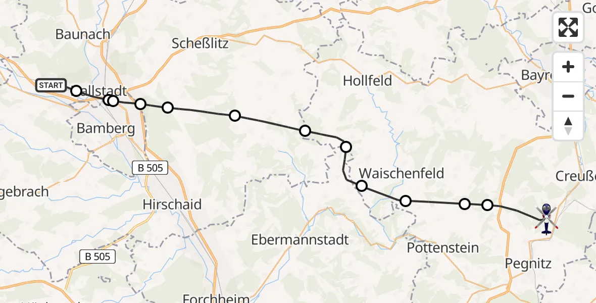 Flugroute Polizeihubschrauber Oberhaid - Pegnitz, 14 August 2026, 11:47