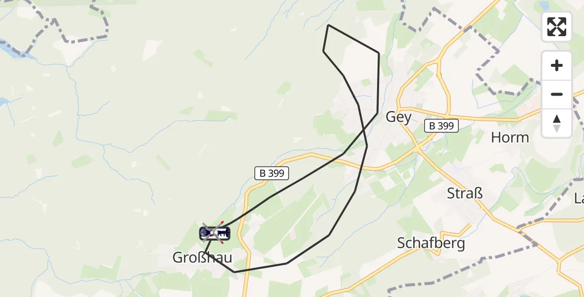 Flugroute Polizeihubschrauber Hürtgenwald - Hürtgenwald, 14 August 2026, 11:50