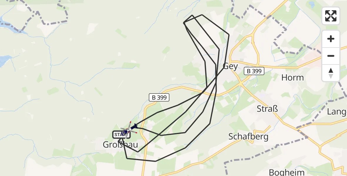 Flugroute Polizeihubschrauber Hürtgenwald - Hürtgenwald, 14 August 2026, 12:18
