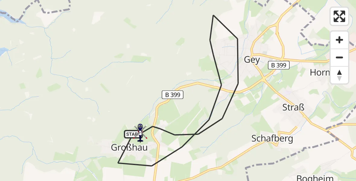 Flugroute Polizeihubschrauber Hürtgenwald - Hürtgenwald, 14 August 2026, 12:31