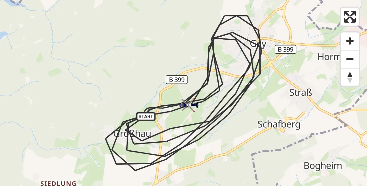 Flugroute Polizeihubschrauber Hürtgenwald - Hürtgenwald, 14 August 2026, 12:55