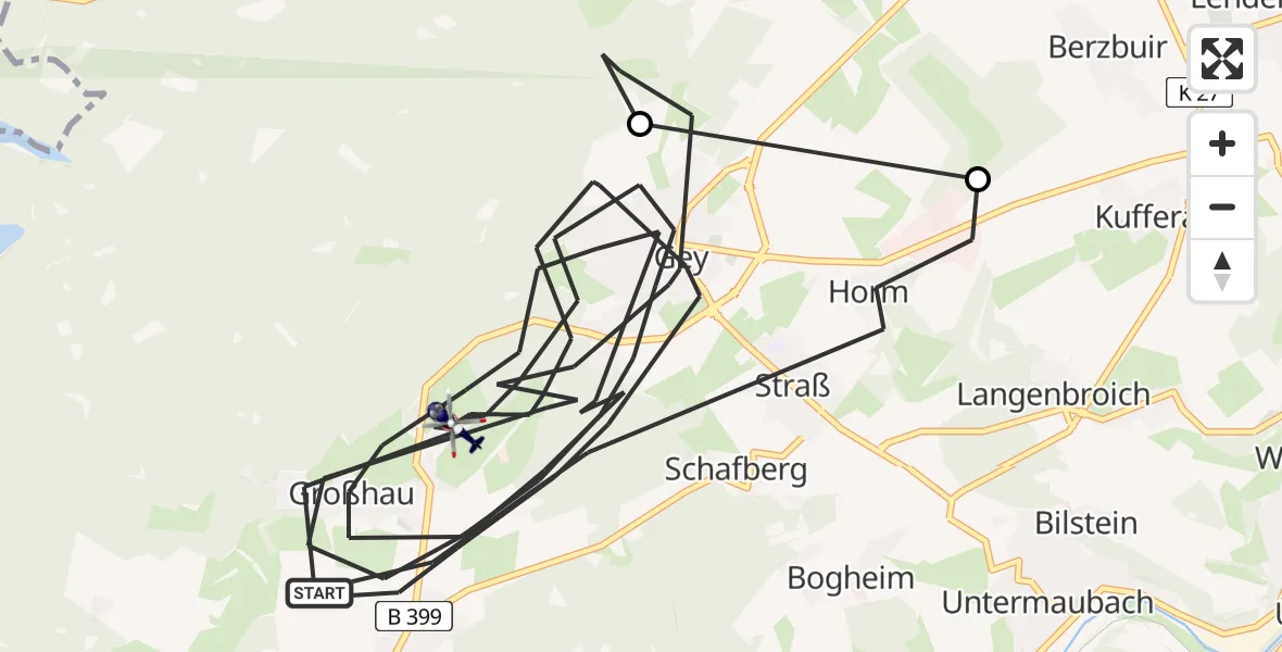 Flugroute Polizeihubschrauber Hürtgenwald - Hürtgenwald, 14 August 2026, 12:58