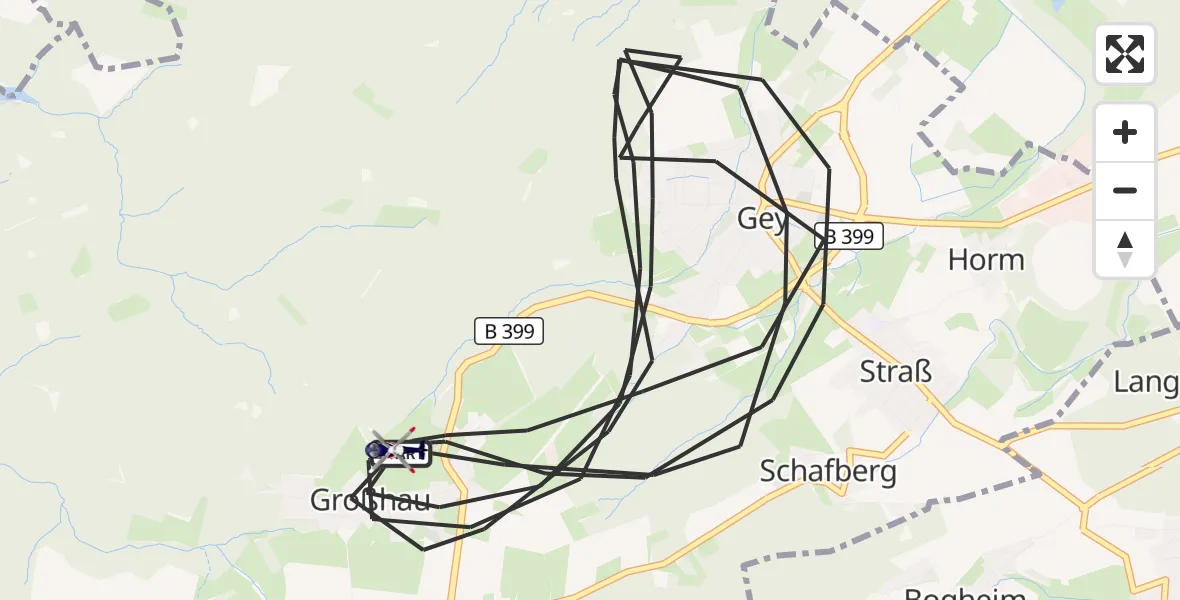 Flugroute Polizeihubschrauber Hürtgenwald - Hürtgenwald, 14 August 2026, 13:12