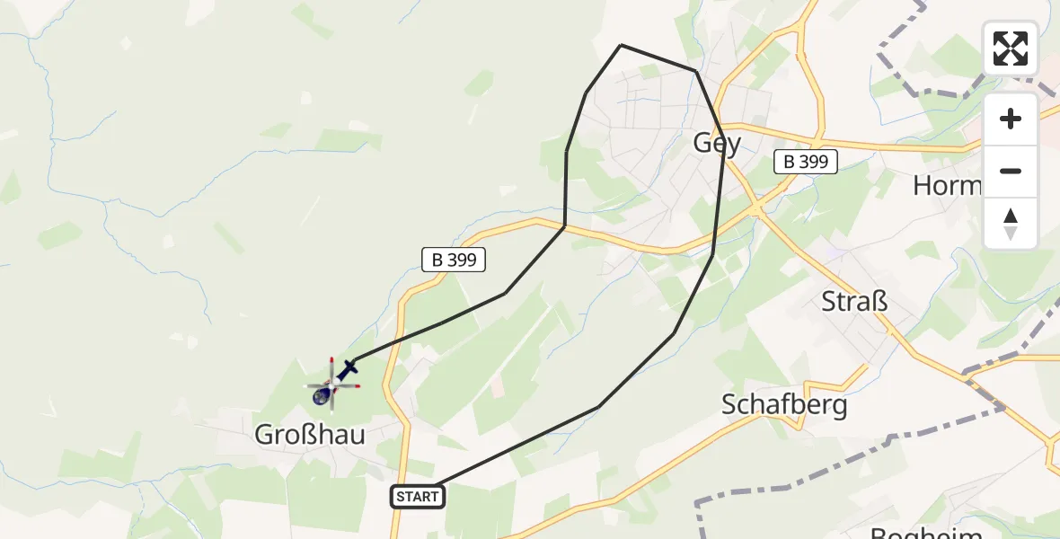 Flugroute Polizeihubschrauber Hürtgenwald - Hürtgenwald, 14 August 2026, 13:16