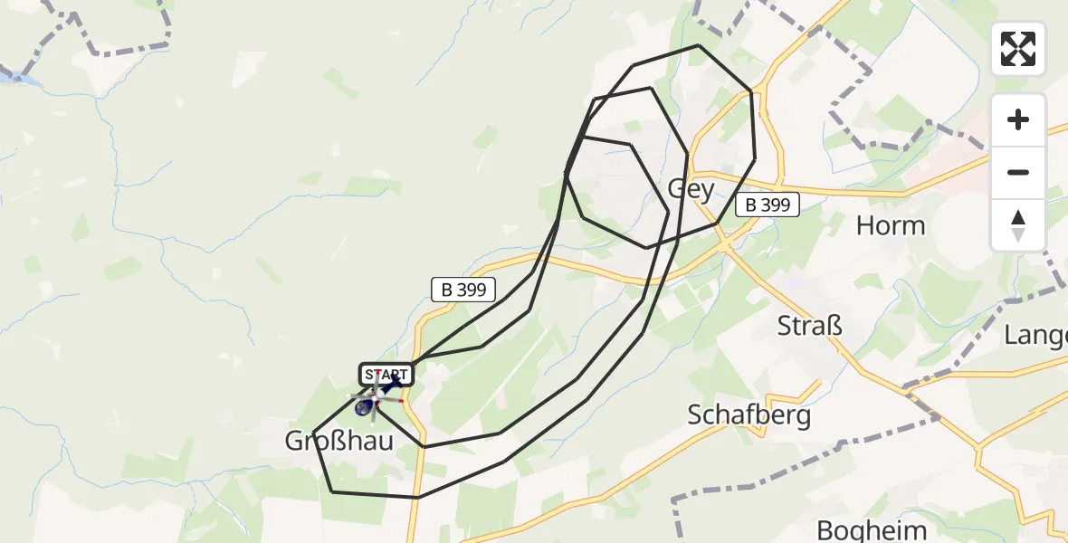 Flugroute Polizeihubschrauber Hürtgenwald - Hürtgenwald, 14 August 2026, 13:20