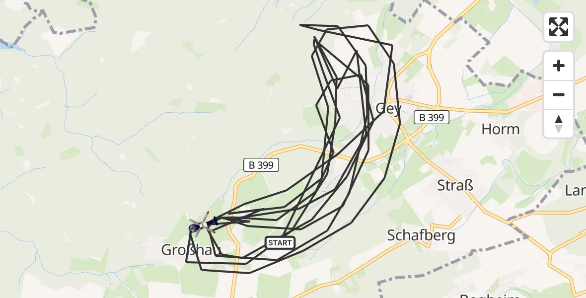 Flugroute Polizeihubschrauber Hürtgenwald - Hürtgenwald, 14 August 2026, 13:29