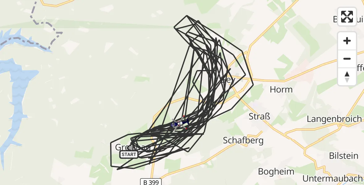 Flugroute Polizeihubschrauber Hürtgenwald - Hürtgenwald, 14 August 2026, 13:51