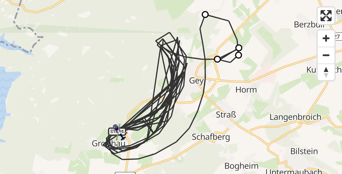 Flugroute Polizeihubschrauber Hürtgenwald - Hürtgenwald, 14 August 2026, 13:56