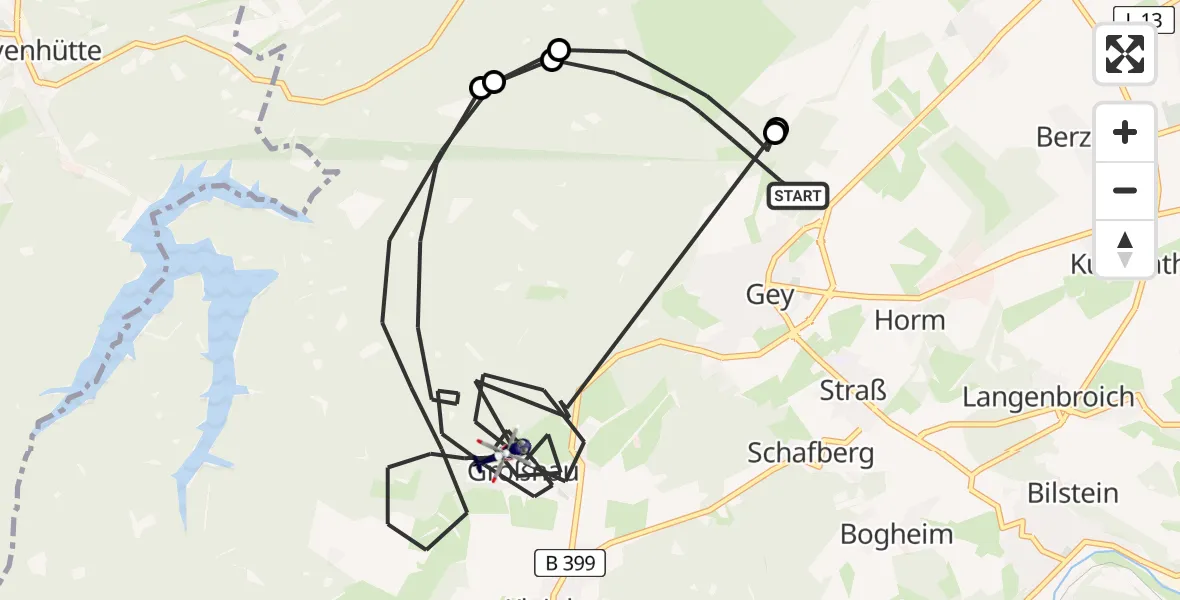 Flugroute Polizeihubschrauber Hürtgenwald - Hürtgenwald, 14 August 2026, 14:11
